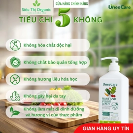 Nước rửa rau củ quả uneecare - Công nghệ Saponin từ trà xanh độc quyền, Sạch 99%